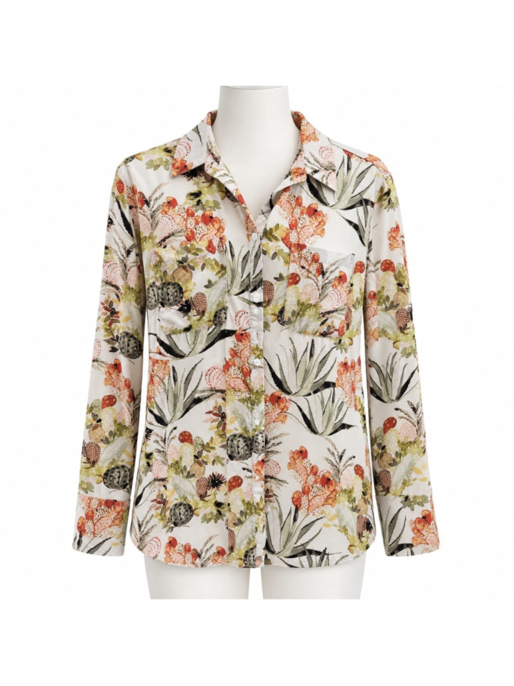 Chico’s Floral Botanical Button Modern Bohemian Classic Women’s Size 2 Large 12